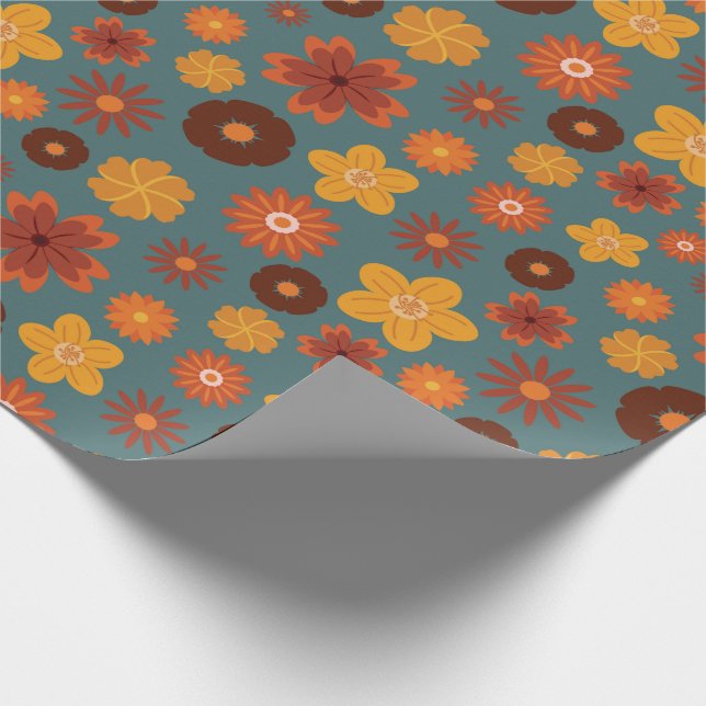 Herbstfest Rustikale Blumenfeier nahtlos Hochzeit Geschenkpapier (Ecke)