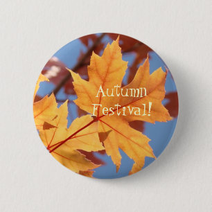 Herbstfest-Tasten Orange Herbstlaub Button