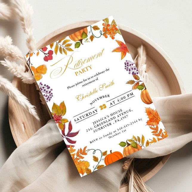Herbstfestival Party Pumpkin Retirement Einladung (Von Creator hochgeladen)