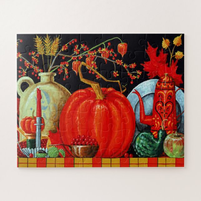 Herbstfestliche antike Malerei Pumpkin Dekoration Puzzle (Horizontal)