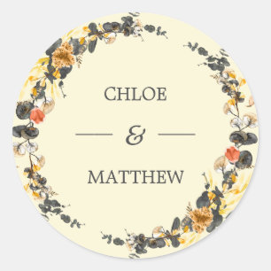 Herbstfeuer Moderne Hochzeit nach Maß Runder Aufkleber