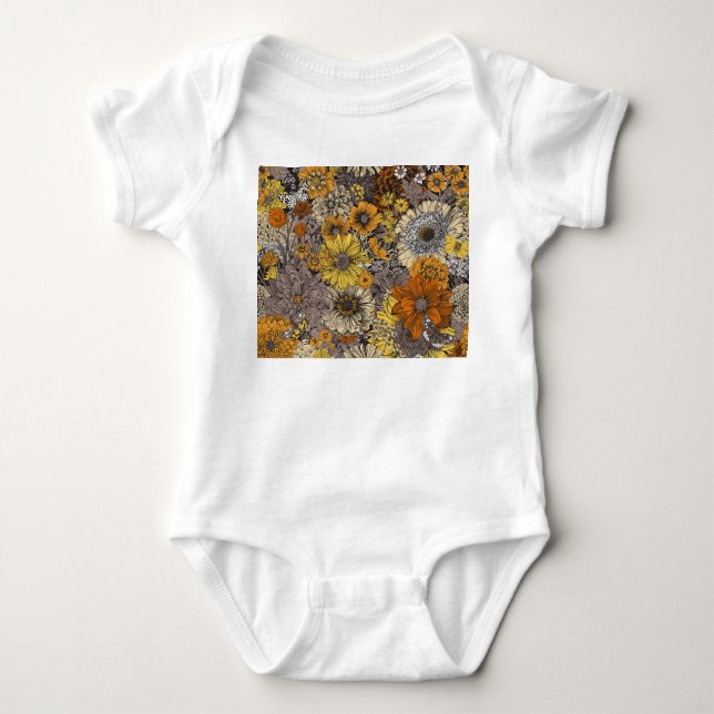 Herbstflora und Fauna: 70er Retro Baby Strampler (Vorderseite)