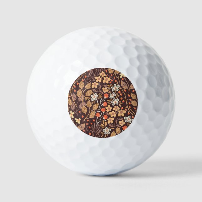 Herbstflora: Vintages nahtloses Muster Golfball (Vorderseite)
