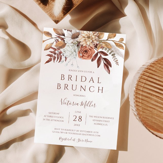 Herbstfloral Boho Fall Foliage Bridal Brunch Einladung (Von Creator hochgeladen)
