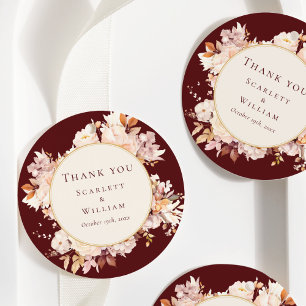 Herbstfloral Burgundy Cream Wedding Vielen Dank Geschenkanhänger