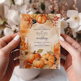 Herbstfloral Pumpkin Skript Hochzeit Einladung