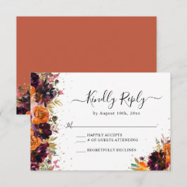 Herbstfloral Terracotta Wedding RSVP Begleitkarte