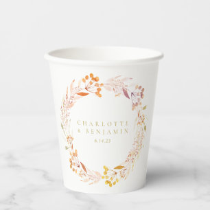 Herbstfloral Wreath Boho Personalisiert Pappbecher