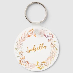 Herbstfloral Wreath Boho Personalisiert Schlüsselanhänger
