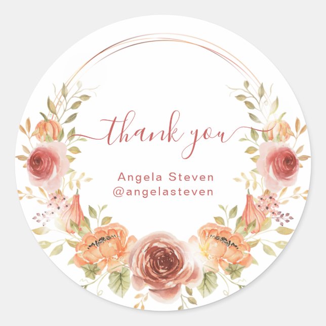 Herbstfloralbedankt sich beim klassischen Rundaufk Runder Aufkleber (Vorderseite)