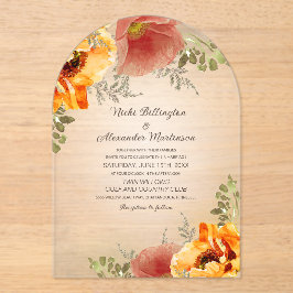Herbstfloralbrurnt Orange Rustikale Hochzeit Acryleinladungen