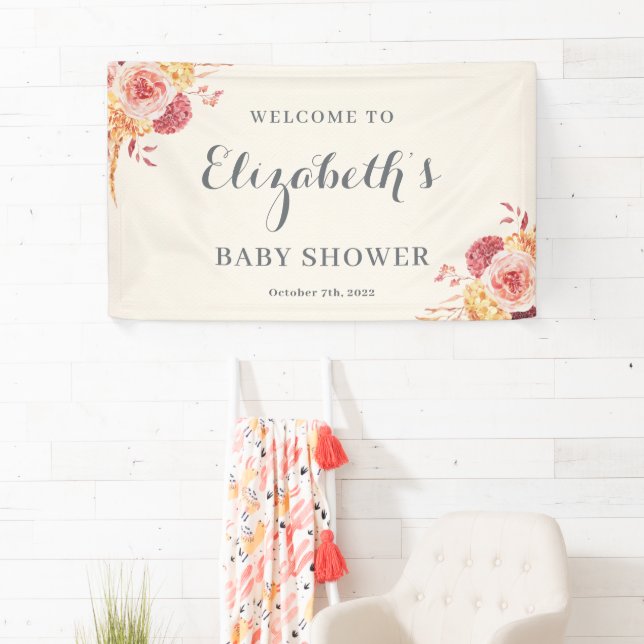 Herbstflorale BABY oder Brautparty Willkommen Banner (Insitu)