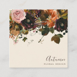 Herbstflorale Bouquet Design Square Visitenkarten Quadratische Visitenkarte