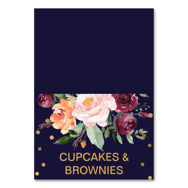 Herbstflorale Buffet-Lebensmittelmarken Tischnummer (Vorderseite)