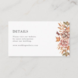 Herbstflorale Details Hochzeit Begleitkarte