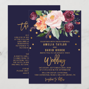 Herbstflorale Doppelhochzeit Einladung