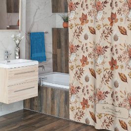 Herbstflorale elegante Retro Familienname personal Duschvorhang
