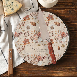 Herbstflorale elegante Retro Familienname personal Schneidebrett