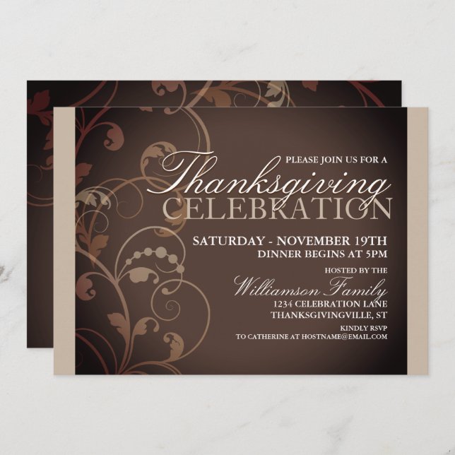 Herbstflorale Erntedank Einladung (Vorne/Hinten)