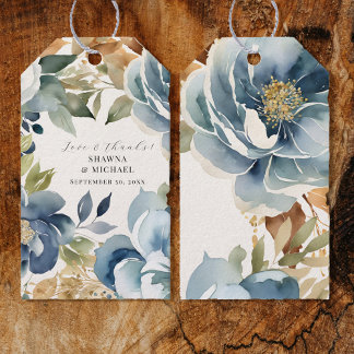 Herbstflorale Herbstlaube Blaue Moderne Hochzeit Geschenkanhänger