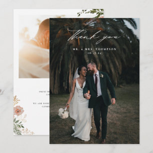 Herbstflorale Hochzeit Foto Dankeskarte