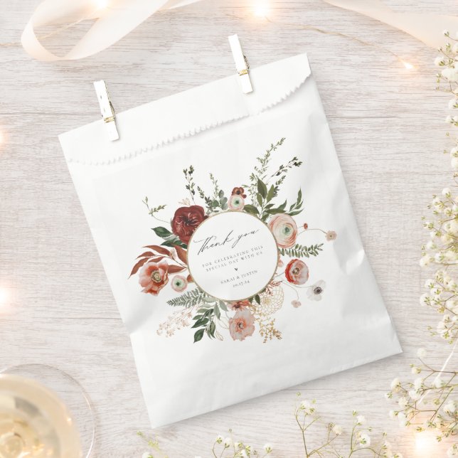 Herbstflorale Hochzeit Vielen Dank Geschenktütchen (Ausgeschnitten)