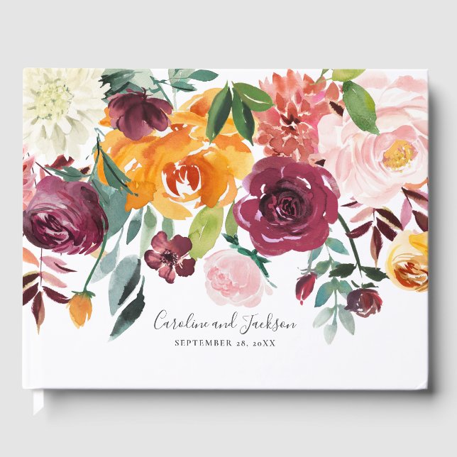 Herbstflorale Hochzeitsbuch Gästebuch (Vorderseite)