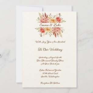 Herbstflorale Hochzeitsfeier Einladung