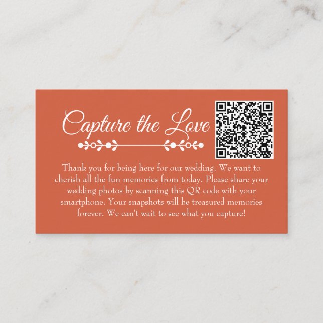 Herbstflorale Hochzeitskarte QR - Foto Begleitkarte (Vorderseite)