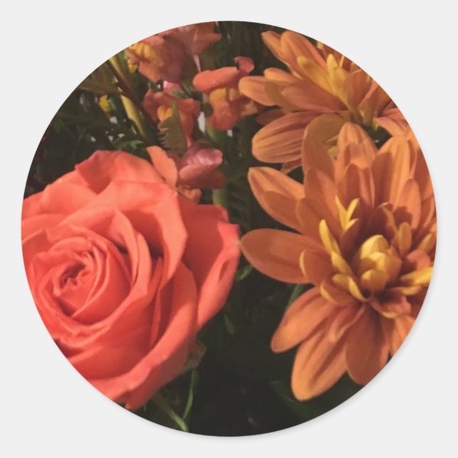 Herbstflorale Hochzeitsticker und Umschlag Aufkleb Runder Aufkleber (Vorderseite)