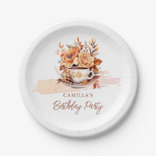 Herbstflorale Hütte Core Teacup Geburtstags-Tee-Pa Pappteller