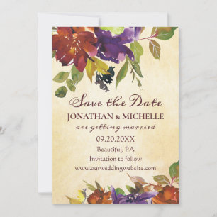 Herbstflorale Lila Orange Inspiration Hochzeit Save The Date
