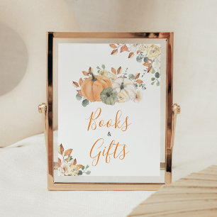 Herbstflorale Pumpkin Baby Duschbücher und Geschen Poster