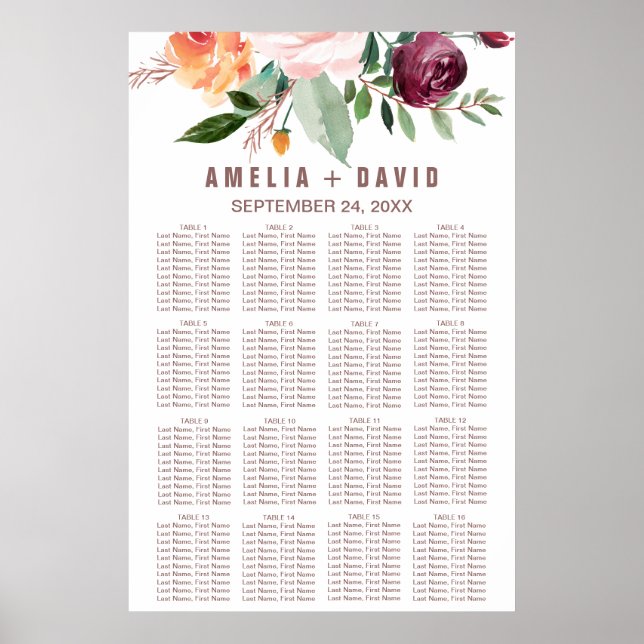 Herbstflorale Rose Gold Light Seekarte Poster (Vorne)