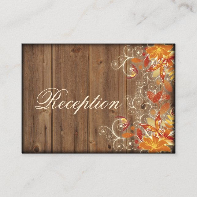 Herbstflorale Rustikale Hochzeit im Herbst Empfang Begleitkarte (Vorderseite)