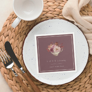 Herbstflorale Teacup Liebe Braut Brautparty Serviette