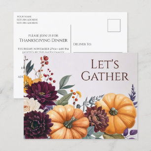 Herbstfloraler Erntedank Einladung Postkarte