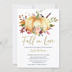 Herbstfloraler Pumpkin Fall in Liebe Brautparty Einladung