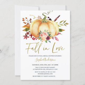 Herbstfloraler Pumpkin Fall in Liebe Brautparty Einladung