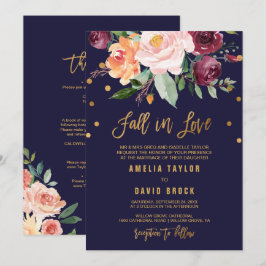 Herbstfloraler Rückgang der Liebe | Detail Hochzei Einladung