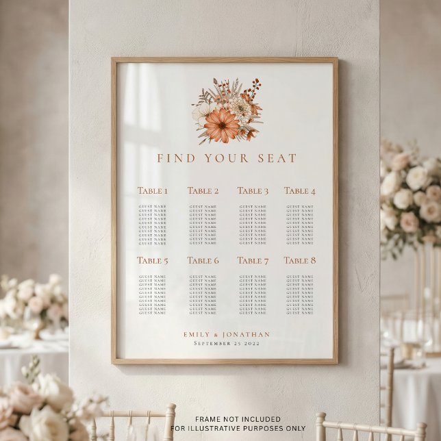 Herbstflorals 8 Tisch Hochzeit Sitzplan Poster (Von Creator hochgeladen)