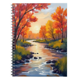 Herbstfluss | Herbstlaub Natur Aquarell Notizblock