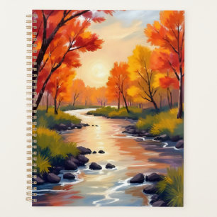 Herbstfluss Herbstlaub Natur Aquarell Planer
