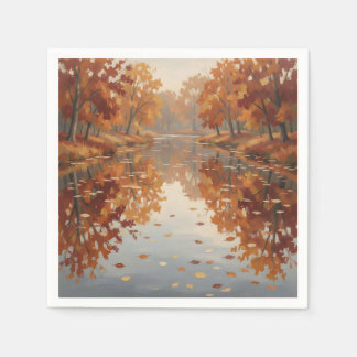 Herbstfluss Reflexion Orange Bäume Fallen Serviette