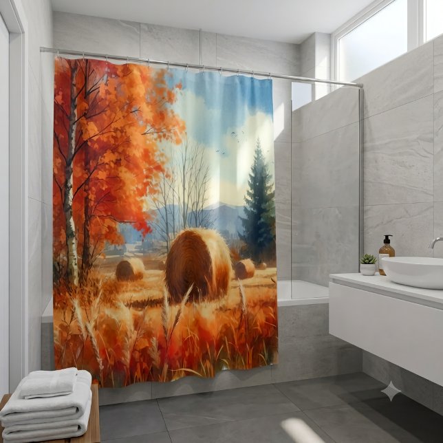 Herbstflüster: Eine Wasserfarbenserenade Duschvorhang (Von Creator hochgeladen)