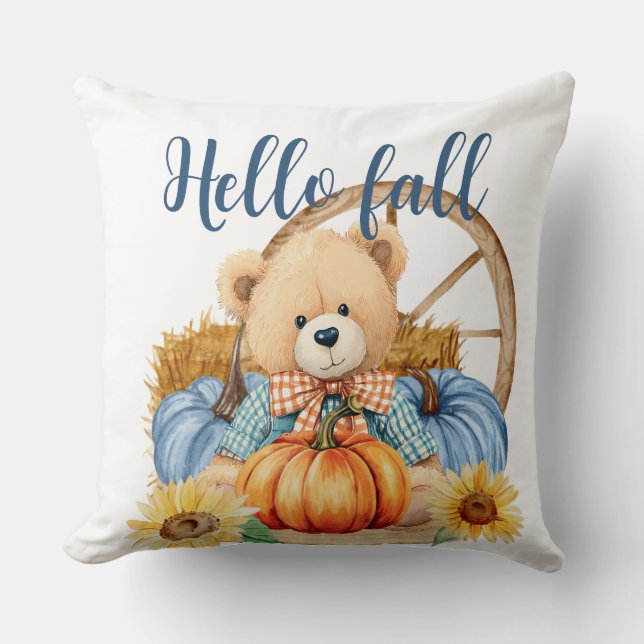 Herbstflüstern - Teddy & Wreath reversibel Kissen (Vorderseite)