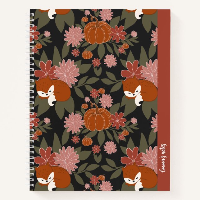 Herbstfox florales Notebook | niedliches Journal Notizbuch (Vorderseite)