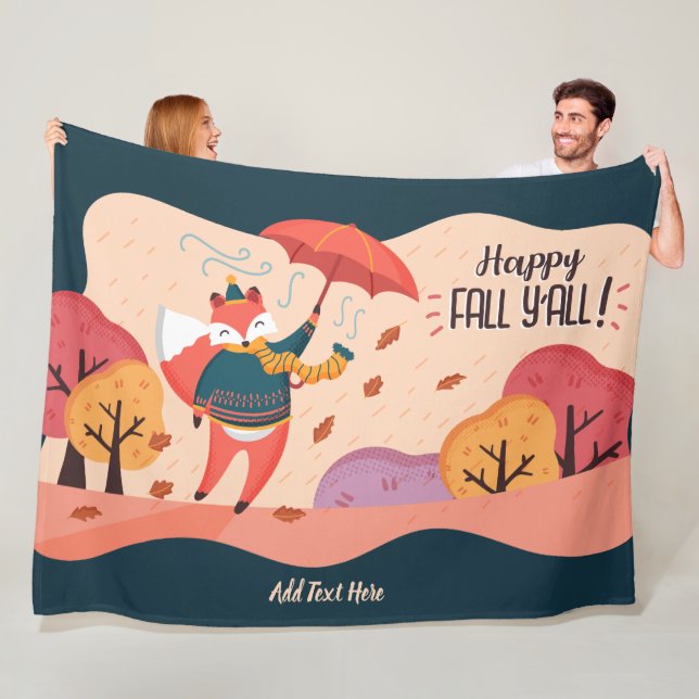 HerbstFOX Happy Fall Ya'll Personalisierte DECOR Fleecedecke (Beispiel)