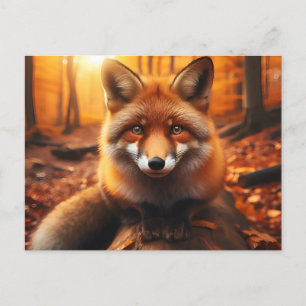 Herbstfox in ästhetischer und Niedlicher Waldschmi Postkarte