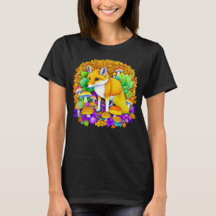 Herbstfox in Pilzen und Herbstlauben T-Shirt